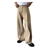 AIDASE  -  Men's Formal Dress Pants Cropped Pants Light Business Fashion Solid Color Front Pleated Drape Twill Daily Straight Suit Pants aidase-shop