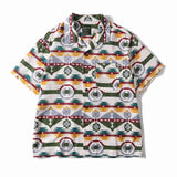 AIDASE  -  Cuban Collar Printed Short Sleeved Min's Shirt 2025 Korea Fashion Contrast Color Single Breast Male Tops Loose 21E5330