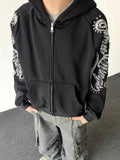AIDASE  -  Spring New Casual Mens Hooded Sweatshirts Long Sleeve Zip-up Letter Printed Rivet Hoodies For Men Fashionable Loose Hoodie
