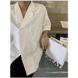 AIDASE  -  Men's Textured Cuban Collar Shirt Casual Oversized Short Sleeve Button Down Loose Fit Summer Top aidase-shop