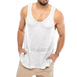 Aidase Men Summer Knitted Tank Top Loose Sleeveless Sportswear Tops Boys Casual Fitness Bodybuilding Breathable Tees Plus Size Xxxl aidase-shop