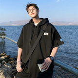 AIDASE  -  Korean Version of Hooded Short-sleeved T-shirt Men's Summer Thin Design and T-shirt Trendy Brand Five-point Sleeve Workwear aidase-shop