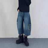 AIDASE  -  Retro Patchwork Wide Leg Jeans orts Men Women Summer New Sle Couple Workwear Denim Seven-Foot Pants Casual Straight Leg Pant aidase-shop