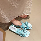 AIDASE  -  Summer Thick Heel Mules Shoes Elegant Butterfly-knot Vacation Dress Sandalias Gladiator Women Polka Dot Slippers aidase-shop