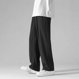 AIDASE  -  Men's Black Ice Silk Wide Leg Pants Thin Man Comfortable Quick Drying Pants Summer Loose Casual Streetwear Loose Trouser Pants aidase-shop