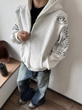 AIDASE  -  Spring New Casual Mens Hooded Sweatshirts Long Sleeve Zip-up Letter Printed Rivet Hoodies For Men Fashionable Loose Hoodie aidase-shop