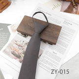AIDASE  -  8cm British Style Casual Brown Khaki Plaid Clip Ties For Men Adult Polyester Wool Solid Gray Necktie Business Free Knot Lazy Tie aidase-shop