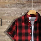 AIDASE  -  New Men's Casual Plaid Short Sleeve Turn-down Collar Cardigan Shirt Breathable Versatile Half Sleeve aidase-shop