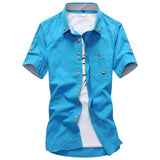 AIDASE  -  Summer men's Korean-style slim-fit embroidery small mushroom casual short-sleeved stand collar men's shirt aidase-shop