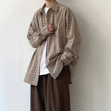 AIDASE  -  Japanese Vintage Plaid Long Sleeve Shirt Men's New Loose Fit Versatile Casual Youth Jacket Autumn Spring Season Ready-To-Wear aidase-shop