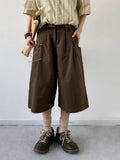 AIDASE  -  Neutral Sle Coffee Brown Casual Seven-Foot Pants for Men And Women Summer Leisure Loose-Fit Low-Waist Teenager Faion aidase-shop