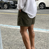 AIDASE  -  Men's Solid Color Loose Simple Basic Trendy Daily Drawstring Knee Length Cotton Shorts Male Summer New Fashion Clothes Trousers aidase-shop