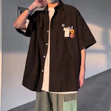 AIDASE  -  Summer Chic Shirts for Men Short Sleeve Japan Style Solid Mens Shirts Loose Turn-down Collar Fashion Hawaiian Shirt aidase-shop