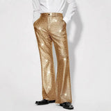 AIDASE  -  Performance Casual Pants Shiny Sequin Plaid Pattern Evening Show Off-Waist Dressing Bottoms Men's Fashion aidase-shop