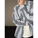 AIDASE  -  American Retro Men's Shirt Design Patchwork Plaid Long Sleeved Coat Fashionable Casual Thin Male Clothing aidase-shop