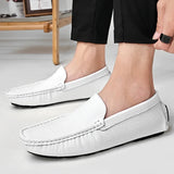 AIDASE  -  Spring High-quality White Loafers Men's Brand Business Leather Shoes Genuine Leather and Soft Soles Lightweight Driving Shoes aidase-shop