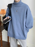 AIDASE  -  Men's High Ne Knitted Sweater Pure Color Loose Fit Winter Warm Trendy Hong Kong Sle Underwear Casual Long Sve Top aidase-shop