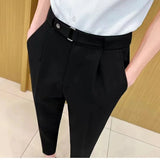 AIDASE  -  British Style Men Suit Pants Light Luxury Advanced Sense Ankle-Length Pencil Pants Summer Slim Fit Business Casual Trousers aidase-shop