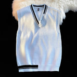 Aidase Men High-quality V-neck Sleeveless Knitted Sweater Vest With Color Blocked Ribbed Design Simple Natural Fashionable Casual Vest aidase-shop