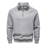 AIDASE  -  European American Autumn Winter Fashion Men Stand Collar Half Zipper Long Sleeve Solid Color Casual Trendy Pullover Sweatshirts aidase-shop