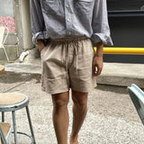 AIDASE  -  Men's Solid Color Loose Simple Basic Trendy Daily Drawstring Knee Length Cotton Shorts Male Summer New Fashion Clothes Trousers aidase-shop