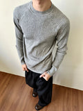 AIDASE  -  Pit Strip Design Men's Tees Long Sleeved Casual Knitting Round Collar Tops Slim Solid Color Male T-shirts Summer 9W3224 aidase-shop