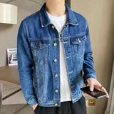 Aidase Men's Denim Jacket Wide Shoulders Male Jean Coats Autumn Blue Fast in Lowest Price Trendy Outwear Original One Piece New aidase-shop