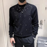 Aidase Ins Trendy Brand Men's Sweater Starry Sky Hot Diamond Pullover Winter Cool Slim Fit Korean Sweatshirt Base Shirt Homme Clothing aidase-shop