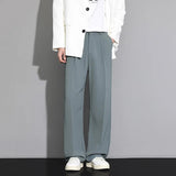 AIDASE  -  Men's High Waist Pleated Straight Suit Pants Draped Ankle Length Casual Dress Trousers Black aidase-shop