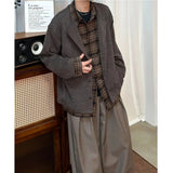 AIDASE  -  Loose Knitted Baseball Jaet for Men Autumn Trendy Brand Design Plaid Patchwork Open Cardigan Sle Polyester Fiber Long Sve aidase-shop