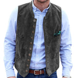 Aidase Men's Vest Frosted Velvet Suit Vest Casual Steampunk Style Waistcoat Round Neck Single Breasted Sleeveless Male Fashion Vest aidase-shop