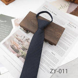 AIDASE  -  8cm British Style Casual Brown Khaki Plaid Clip Ties For Men Adult Polyester Wool Solid Gray Necktie Business Free Knot Lazy Tie aidase-shop