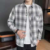 Aidase Spring Plaid Shirt Men Fashion Retro Casual Shirt For Men Clothing Harajuku High Quality Long Sleeve Male Fashion Tops aidase-shop