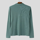 WIAOFELLAS  -  Men Shirt Solid Color Lapel Long Sleeve Zipper Casual Men Clothing Streetwear 2025 Knitted Fashion Unisex Shirts S-3XL aidase-shop