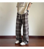 AIDASE  -  Men's Plaid Casual Pants Loose Straight Hong Kong Style Spring Autumn New Fashion Comfortable Breathable Men's Trousers aidase-shop