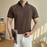 AIDASE  -  High-quality Solid Color V-neck Men's Breathable Moisture-wicking Polo Shirt, Stretchable T-shirt for Casual Business Wear M-6XL aidase-shop