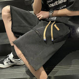 AIDASE  -  Men's New Style Spliced button Zipper Pockets Fashionable Loose Versatile Casual Denim Shorts aidase-shop