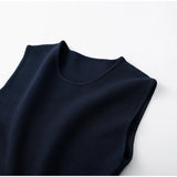 AIDASE  -  Ruffle Top Pant Sets Women Elegant Dark Blue O-neck Sleeveless Top High Waist Wide Leg Pants Female Suit 2025 Chic Lady Outfits aidase-shop
