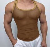 =Aidase New Men Summer Casual Vest U Neck Sleeveless Contrast Color Fishnet Comfortable Cool Tank Tops Clubwear Mesh Tanks aidase-shop
