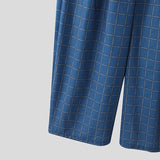 AIDASE  -  Men Pants Plaid Button Joggers Loose Casual Wide Leg Trousers Men Streetwear 2025 Pleated Oversize Fashion Long Pants aidase-shop