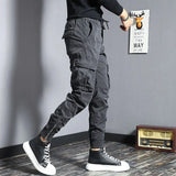 Aidase Harem Cargo Pants for Men Y2k Multi Pocket Fashion Navy Slacks Casual Slim Stretch Loose Stacked Outdoor Hip Hop Trousers Man Xl aidase-shop