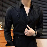 Aidase High Quality Luxury Rhinestones Shirt For Men Trend Fashion Versatile Hot Diamond Flash Fire Drilling Shirt Camisas De Hombre aidase-shop