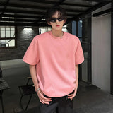 AIDASE  -  Casual Men T-shirt 2025 Summer Solid Color Round Neck Beaded Beads Structure Design Trendy Short Sleeved Men's Tops 21E5860