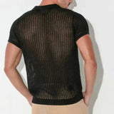 AIDASE  -  Summer Solid Color Trendy Men's T-shirt Loose Knitted Short Sleeve Fashion Casual Male Tops 21E2114 aidase-shop