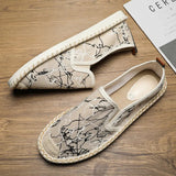 AIDASE  -  Fashion Print Canvas Shoes New Classic White Men's Fisherman Loafers Man Flats Espadrilles Breathable Male Summer Footwear aidase-shop