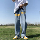 Aidase Trousers Straight Jeans for Men with Print Male Cowboy Pants Star 90s Streetwear Buggy Original Oversize Korean Style Cotton aidase-shop