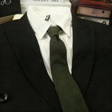 AIDASE  -  Korean Narrow 6cm Black Striped Plaid Neck Ties For Men Autumn Winter Thick Tie Cotton Linen Solid Green Neckties Casual Cravat aidase-shop