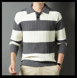 Aidase Polo Shirt Luxury Men's Pullover Sweater Fashion Thick Warm Sweater Striped Casual T-shirt Men's Top Loose Knitwear aidase-shop