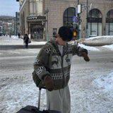 AIDASE  -  Christmas Knitted Sweater Men's Hooded Fair Isle Motif Zipper Lazy Style Cardigan Knitwear Casual Winter Fashion Outerwear aidase-shop