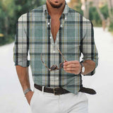 AIDASE  -  Loose Wrinkle-Free New Men'S Shirt Casual Men'S Loose Lapel Plaid Print Long Sleeve Cuffs Button Port Floral Shirt Ropa Hombre aidase-shop